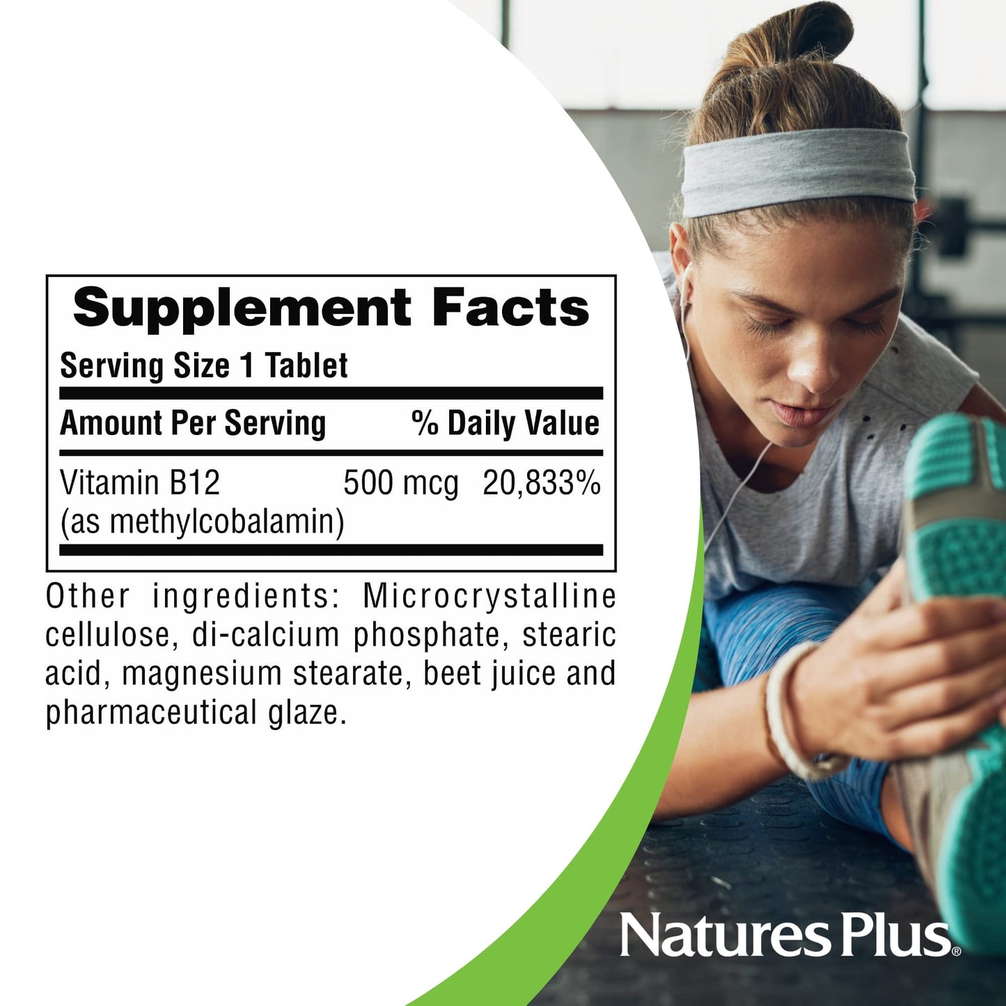 Nature's Plus Vitamin B12 (Methylcobalamin) 500 mcg – 90 Vegetarian Tablets | Red Blood Cell Support, Energy Booster, Gluten-Free