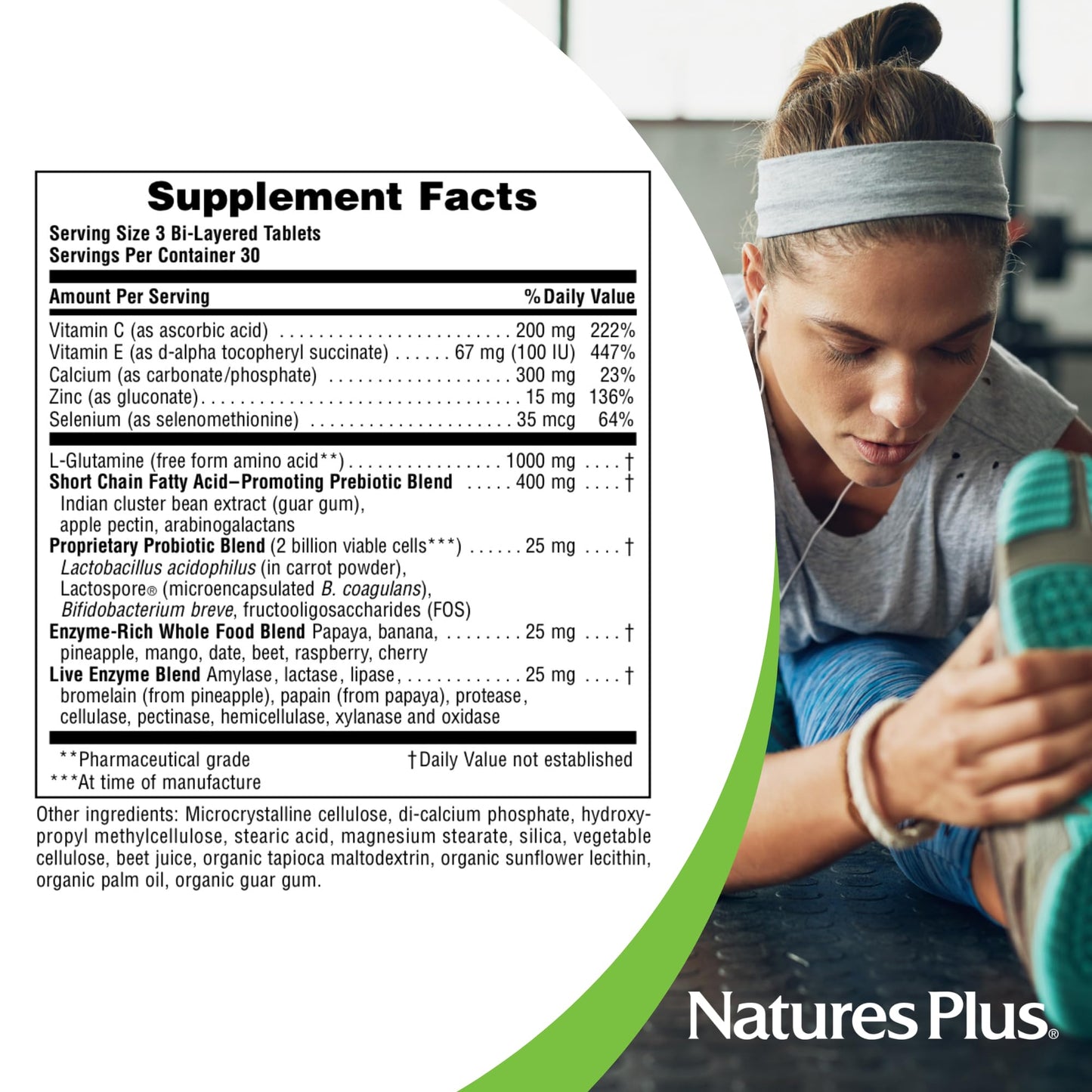 NaturesPlus GI Natural Total Digestive Wellness – 3-Pack, 90 Bi-Layered Tablets (Gluten Free)