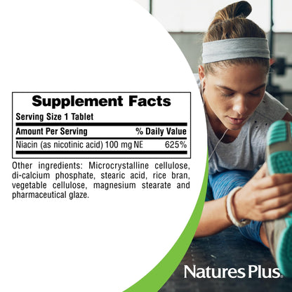 Natures Plus Niacin 100 mg - 90 Vegetarian Tablets | High Potency Vitamin B3 - Gluten Free
