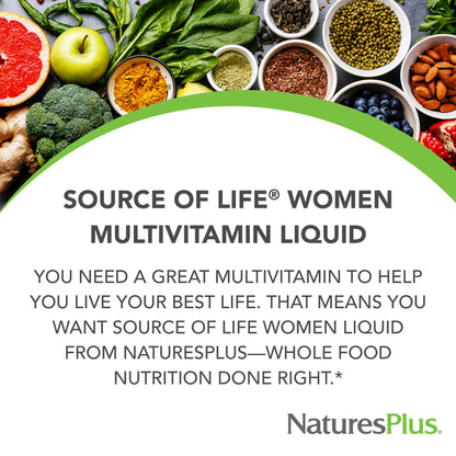Natures Plus Source of Life Women Liquid Multivitamin – 30 fl oz | Natural Berry Flavor