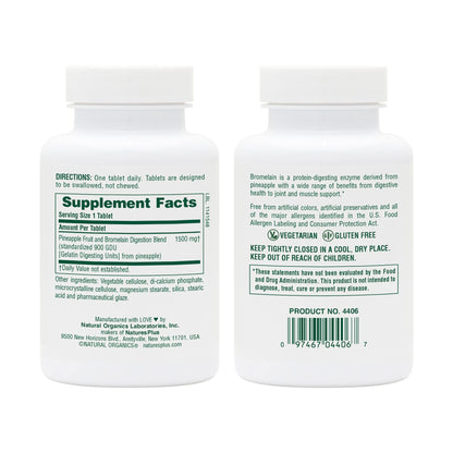 Nature's Plus Ultra Bromelain 1500 mg - 60 Tablets | Digestive & Joint Support
