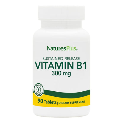 Natures Plus Vitamin B1 (Thiamin HCI) - 300 mg, Sustained Release, 90 Vegetarian Tablets, Gluten-Free
