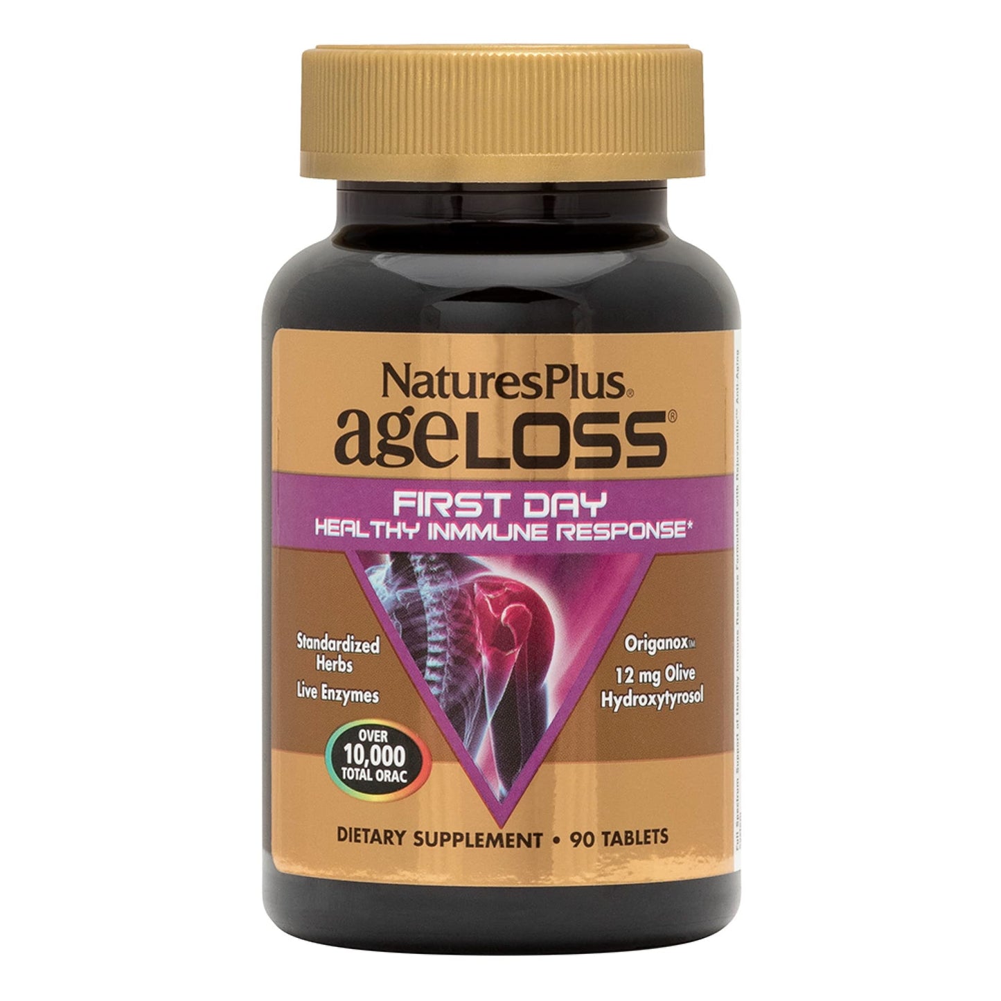 NaturesPlus AgeLoss First Day Healthy Immune Response - 90 Tablets | Vegetarian, Gluten Free | 30 Servings