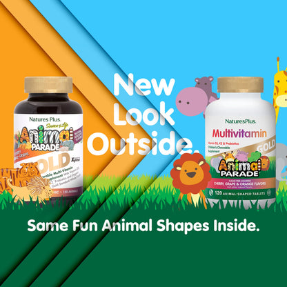 NaturesPlus Animal Parade Gold Kids Multivitamin – Vegan, Gluten Free, 180 Servings