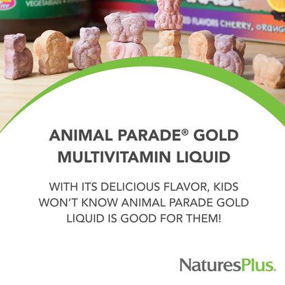 NaturesPlus Animal Parade Gold Kids Liquid Multivitamin – Tropical Berry, 2 × 30 oz (Vegetarian & Gluten Free)