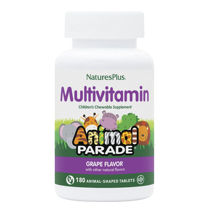 Nature's Plus Animal Parade Grape Kids Multivitamin – 180 Chewables, 90 Servings