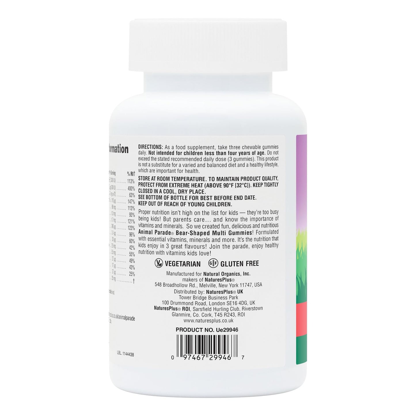 NaturesPlus Animal Parade Multivitamin Gummies - 90 Count, 30 Servings | Cherry, Grape & Orange