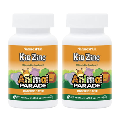 NaturesPlus Animal Parade KidZinc Tangerine Lozenges – 180 Servings, Vegan & Gluten Free