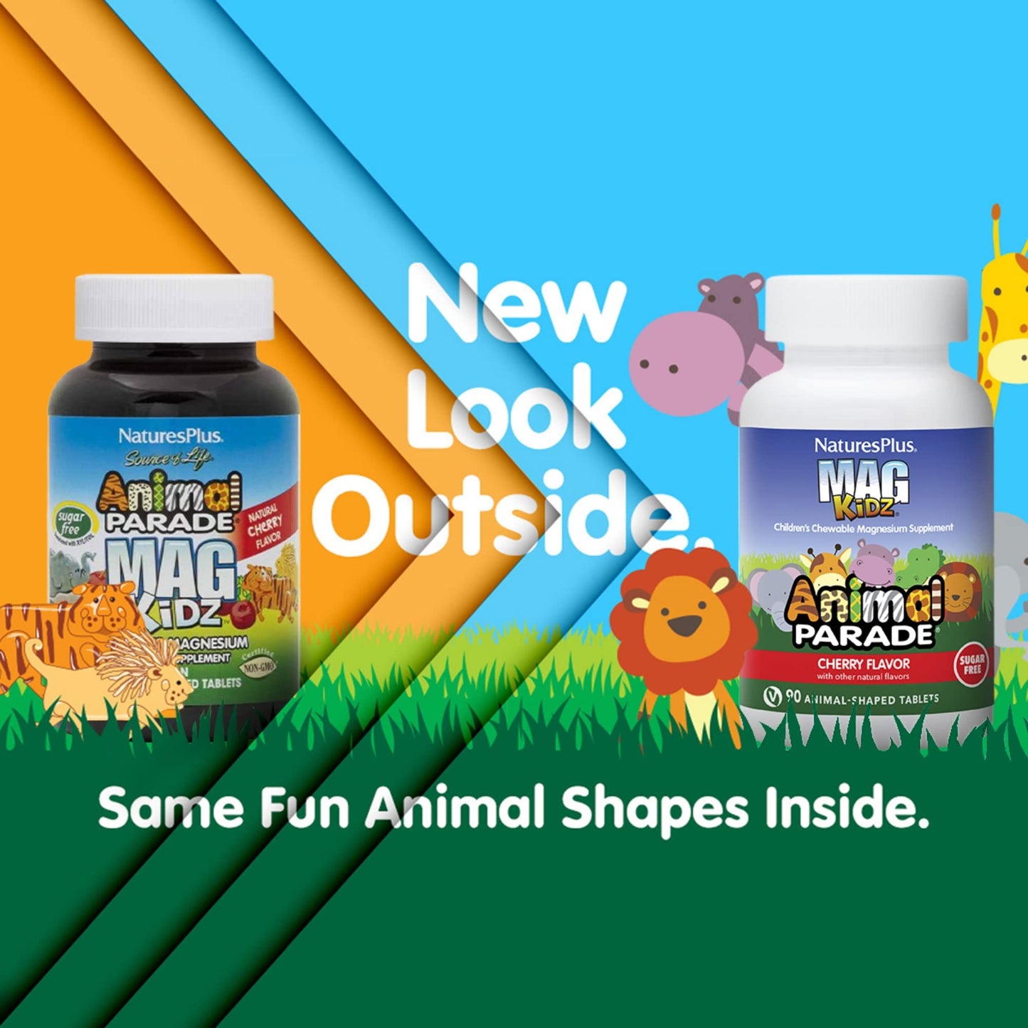 NaturesPlus MagKidz Animal Parade Magnesium Chewables – Cherry Flavor, 135 Servings (Pack of 3) | Non-GMO, Vegan, Gluten Free, Sugar Free
