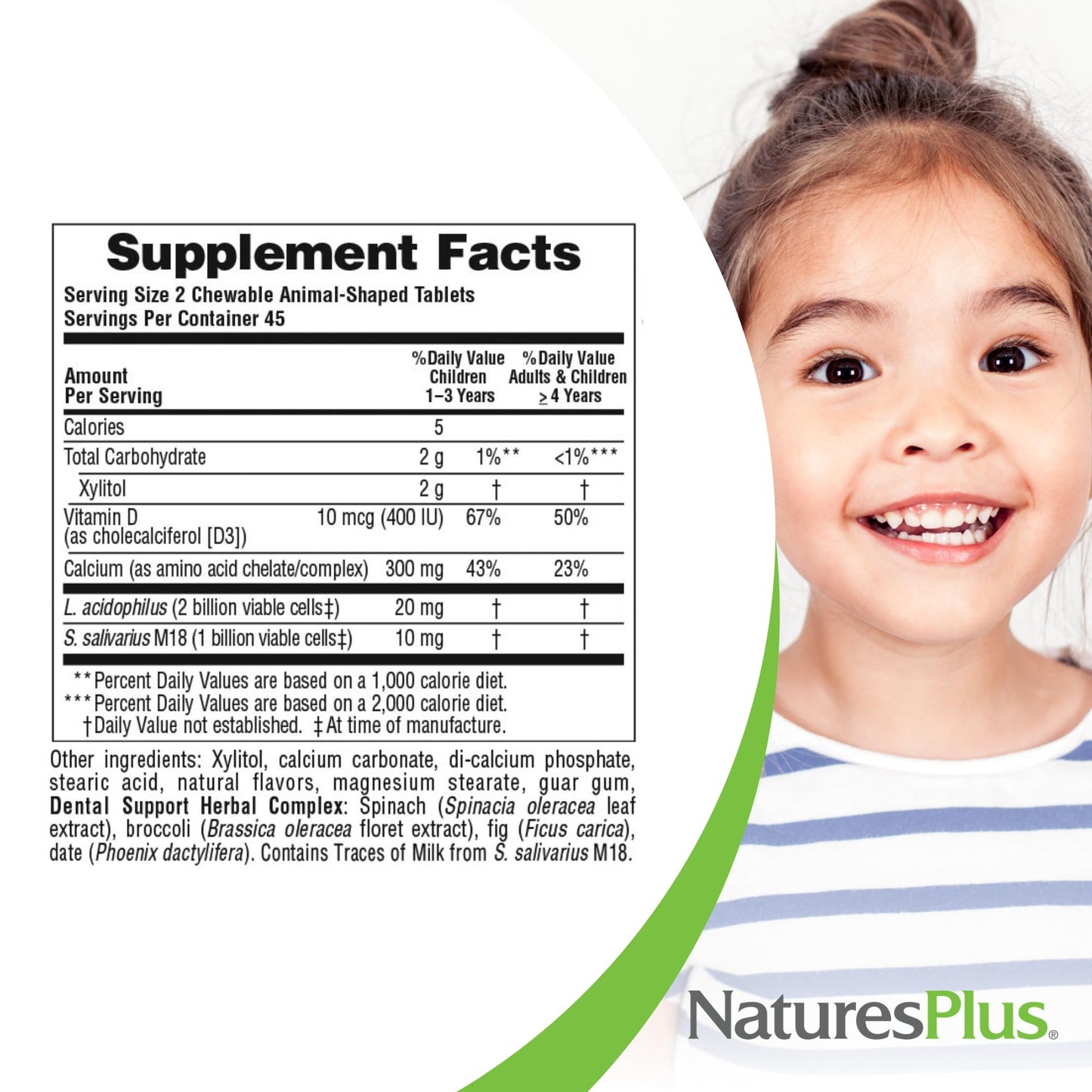 NaturesPlus Animal Parade Tooth Fairy: Vanilla Flavor, 90 Animal-Shaped Tablets, 2-Pack