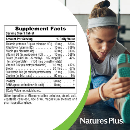 NaturesPlus B-Complex with Rice Bran - 90 Tablets - Vegetarian, Gluten Free - 90 Servings