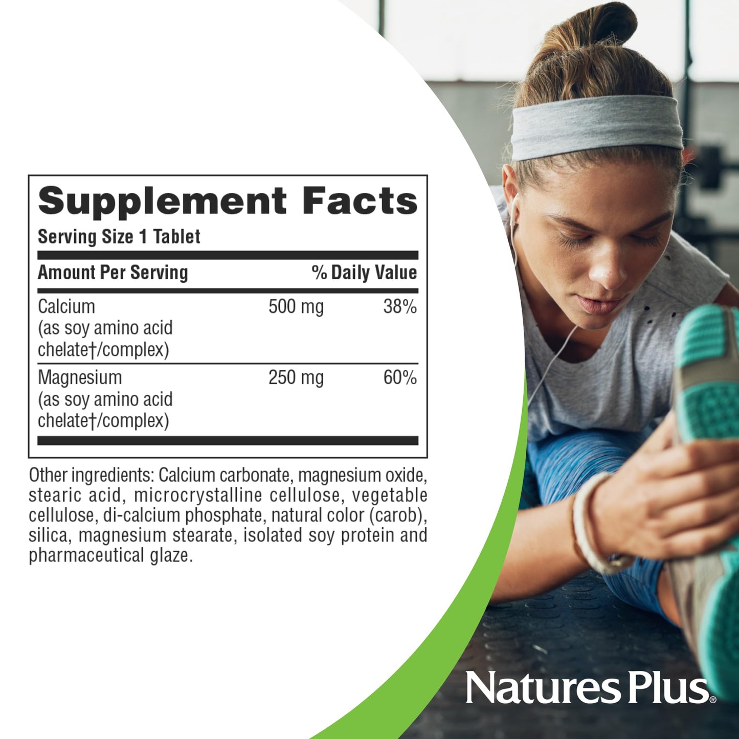 NaturesPlus Cal/Mag – 180 Vegetarian Tablets | 500 mg Calcium, 250 mg Magnesium | Supports Energy & Overall Well-Being