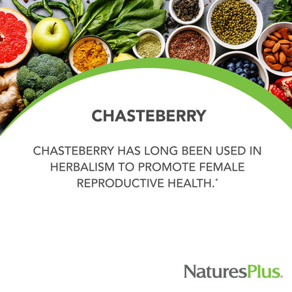 NaturesPlus Herbal Actives Chasteberry - 60 Capsules, Menstrual Health