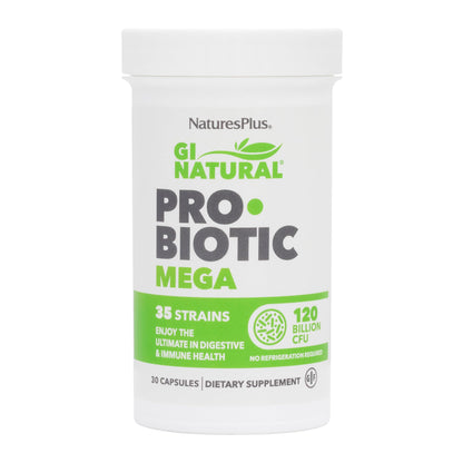 NaturesPlus GI Natural Probiotic Mega – 60 Servings, Gluten Free | Digestive & Immune Health