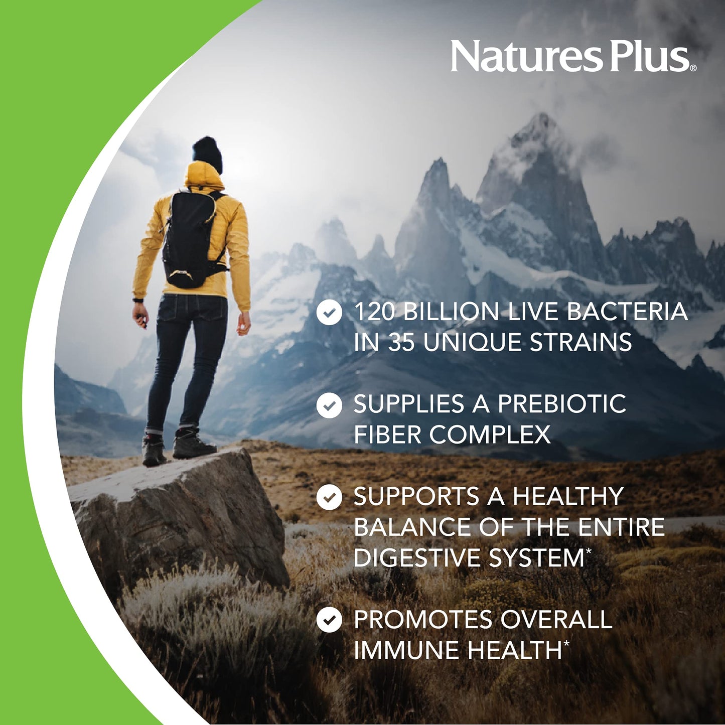 NaturesPlus GI Natural Probiotic Mega – 60 Servings, Gluten Free | Digestive & Immune Health
