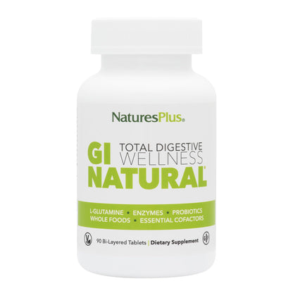 NaturesPlus GI Natural Total Digestive Wellness – 3-Pack, 90 Bi-Layered Tablets (Gluten Free)