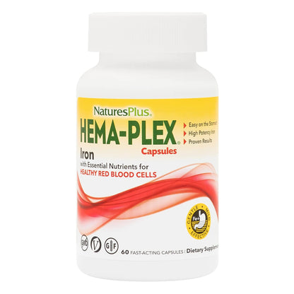 NaturesPlus Hema-Plex Iron – 85 mg Chelated Iron with Vitamin C & Bioflavonoids (3-Pack)