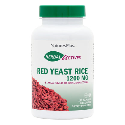 NaturesPlus Herbal Actives Red Yeast Rice 1200 mg - 120 Capsules | Non-GMO, Vegan, Gluten Free
