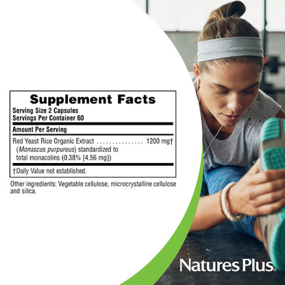 NaturesPlus Herbal Actives Red Yeast Rice 1200 mg - 120 Capsules | Non-GMO, Vegan, Gluten Free