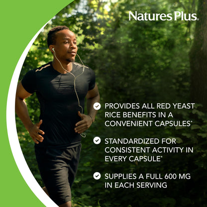NaturesPlus Herbal Actives Red Yeast Rice 1200 mg - 120 Capsules | Non-GMO, Vegan, Gluten Free