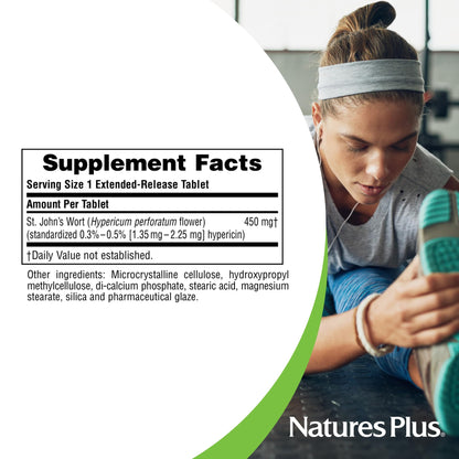 NaturesPlus Herbal Actives St. John’s Wort Extended Release — 120 Servings (60 Tablets x 2) | Vegetarian & Gluten Free