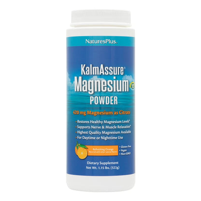 NaturesPlus KalmAssure Magnesium Powder – Orange Flavor, 120 Servings (2-Pack)