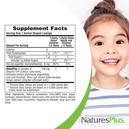 NaturesPlus Animal Parade KidZinc Tangerine Lozenges – 180 Servings, Vegan & Gluten Free