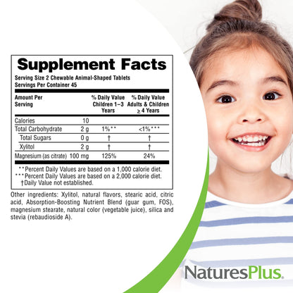 NaturesPlus MagKidz Animal Parade Magnesium Chewables – Cherry Flavor, 135 Servings (Pack of 3) | Non-GMO, Vegan, Gluten Free, Sugar Free