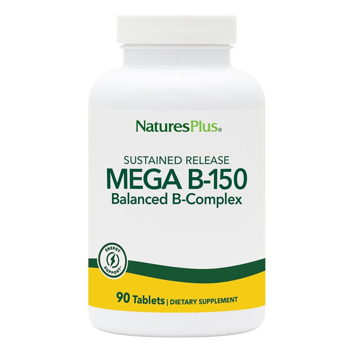 NaturesPlus Mega B-150 Complex | 90 Sustained-Release Vegetarian Tablets | Gluten Free B-Complex Vitamin Supplement