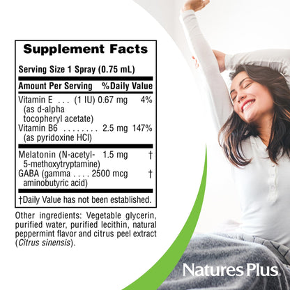 NaturesPlus Melatonin Spray – Peppermint, 2 fl oz, Pack of 2, B6 & E