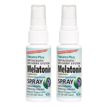 NaturesPlus Melatonin Spray – Peppermint, 2 fl oz, Pack of 2, B6 & E