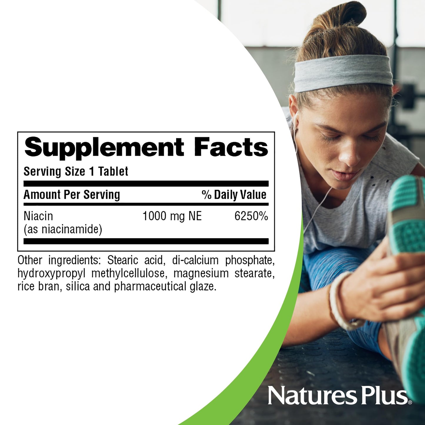 NaturesPlus Niacinamide 1000 mg SR – 90 Tablets | High-Potency Vitamin B3 (Vegetarian, Gluten Free)