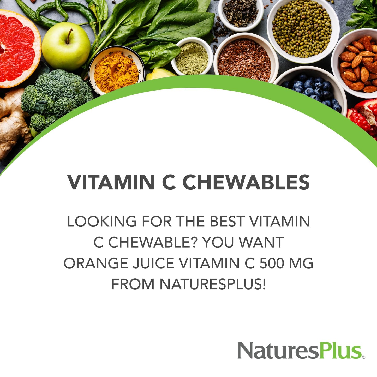 NaturesPlus Orange Juice Vitamin C 500 mg - 360 Servings (2-Pack) - Gentle on Stomach, Vegan, Gluten Free, Immune Support