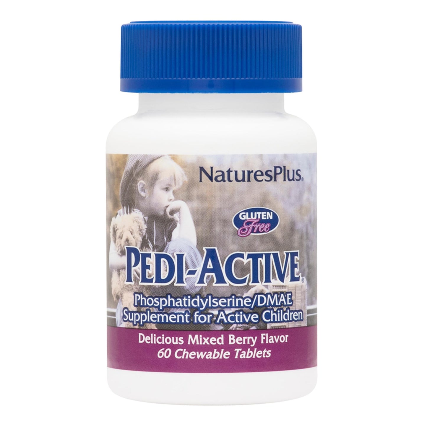 NaturesPlus Pedi-Active LECI-PS DMAE Complex – 60 Chewable Tablets (Mixed Berry) for Kids | Brain Health & Focus