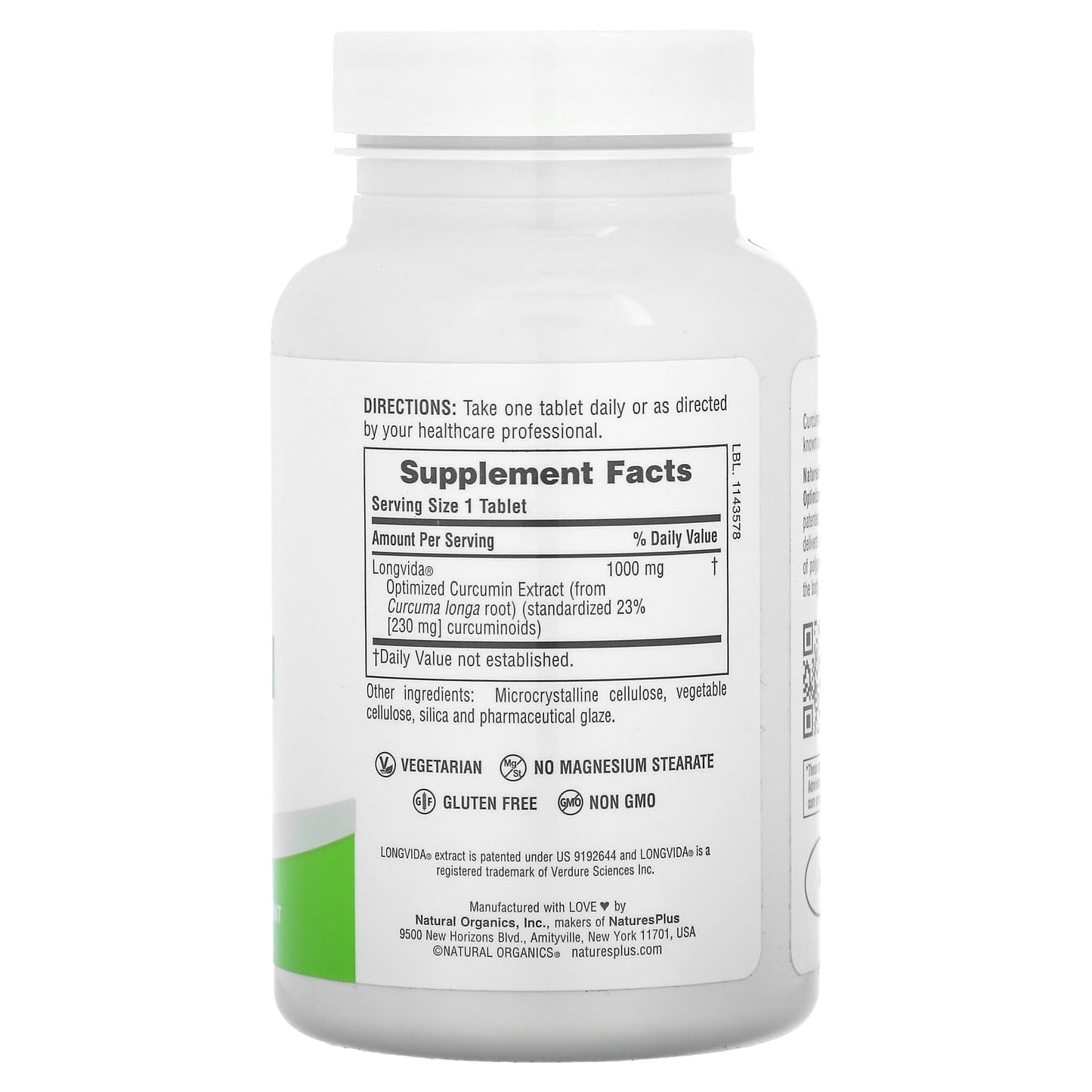 NaturesPlus PRO Longvida Curcumin 1000 mg - 60 Tablets | Non-GMO, Vegan, Gluten Free