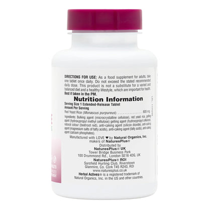 NaturesPlus Herbal Actives Red Yeast Rice Extended Release 600 mg – 120 Total Servings, Vegetarian & Gluten Free