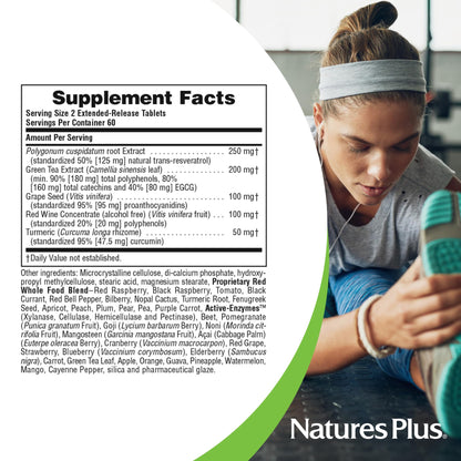 NaturesPlus Herbal Actives Resveratrol Extended Release 125 mg - 120 Vegetarian Tablets | Gluten-Free