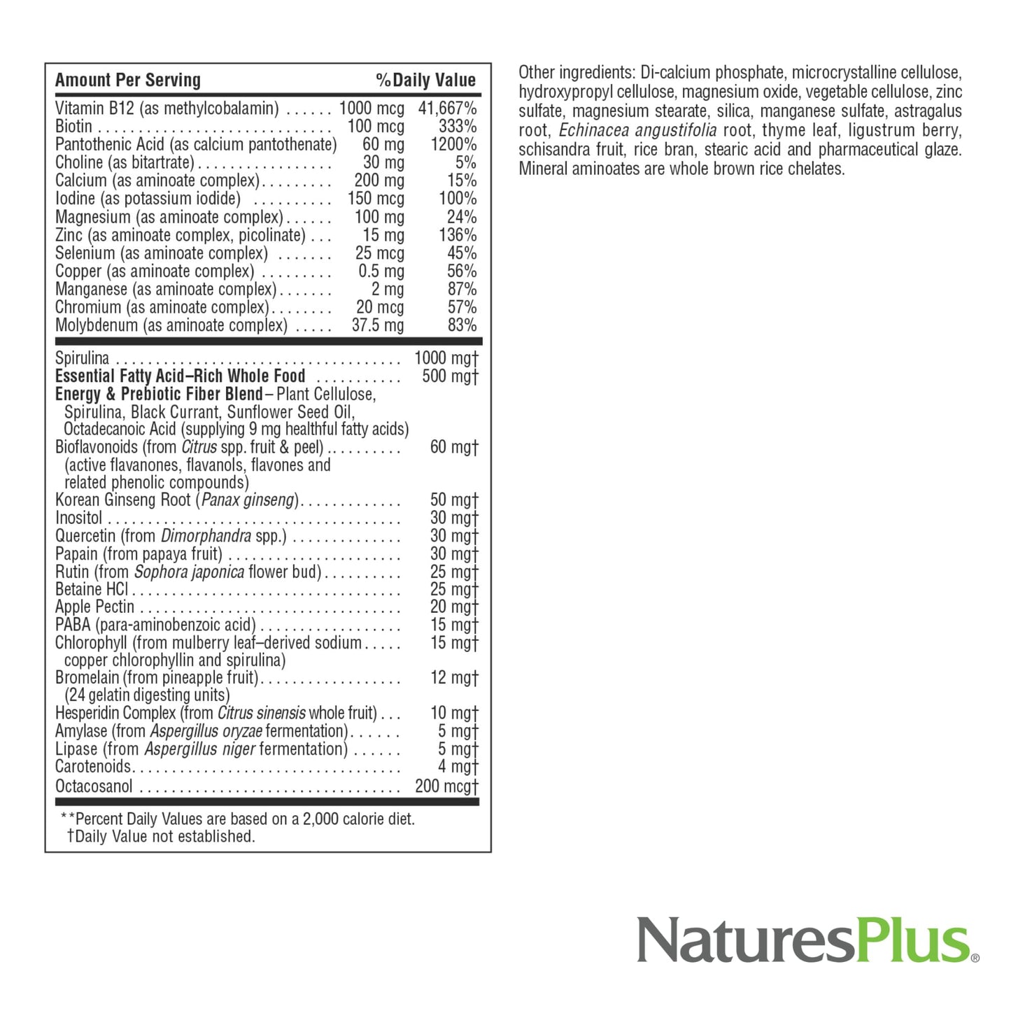 NaturesPlus Source of Life Mini-Tabs No Iron – Iron-Free Vegetarian Multivitamin, 180 Mini Tabs