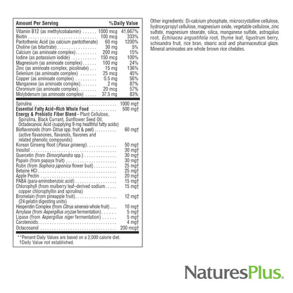 NaturesPlus Source of Life Mini-Tabs No Iron – Iron-Free Vegetarian Multivitamin, 180 Mini Tabs
