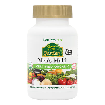 NaturesPlus Source of Life Garden Certified Organic Men's Multivitamin - 90 Vegan Tablets - 30 Servings