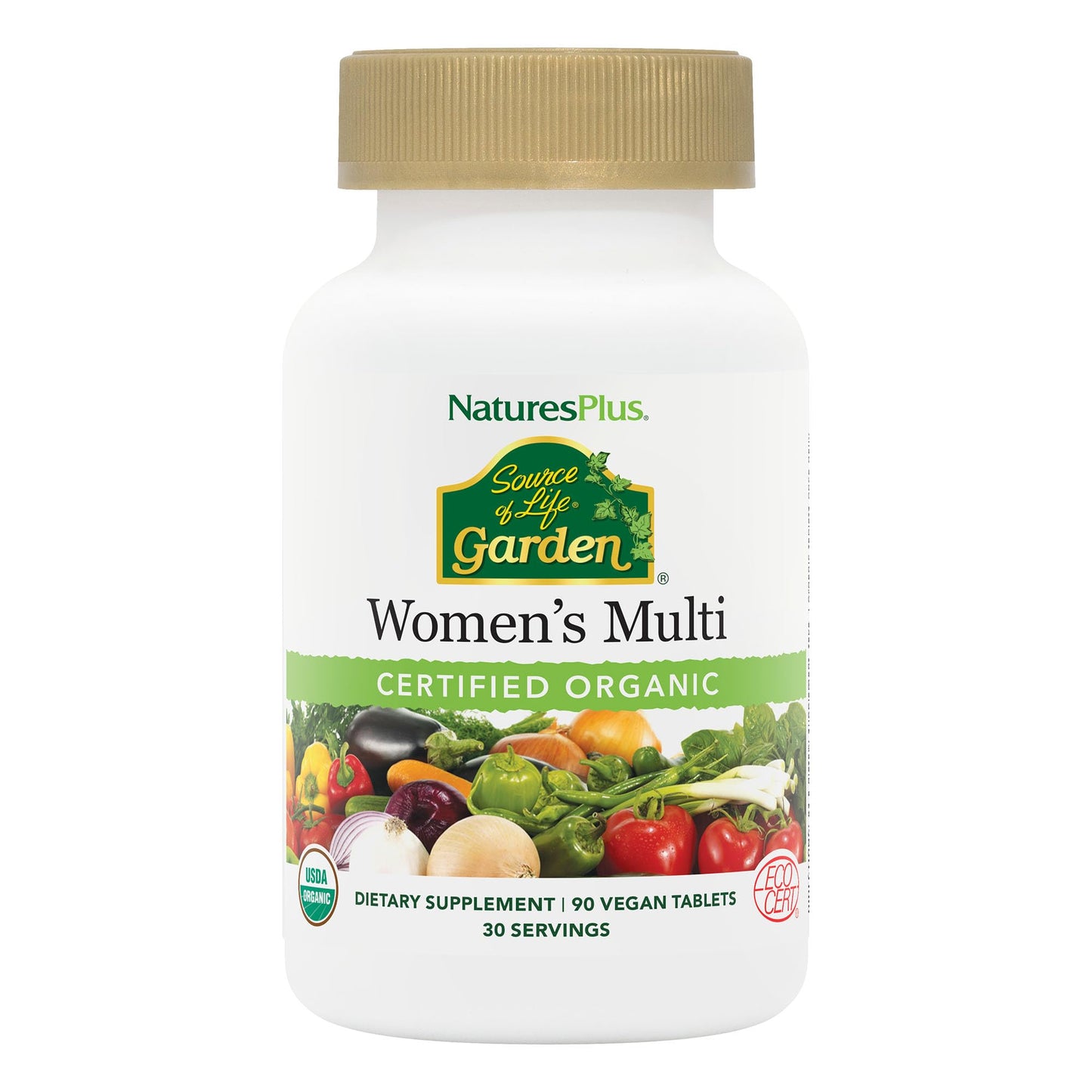 NaturesPlus Source of Life Garden Organic Women's Multivitamin - 90 Vegan Tablets (30 Servings)