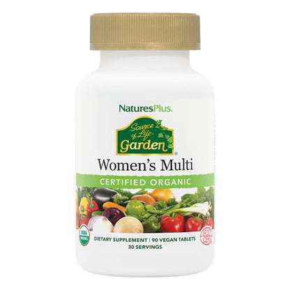 NaturesPlus Source of Life Garden Organic Women's Multivitamin - 90 Vegan Tablets (30 Servings)
