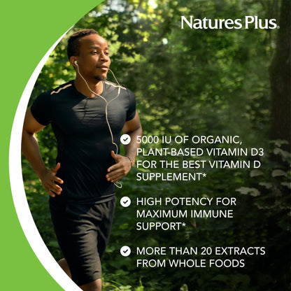 NaturesPlus Source of Life Garden Vitamin D3-60 Vegan Capsules, Pack of 3 | Organic, Non-GMO, Gluten Free | 90 Servings