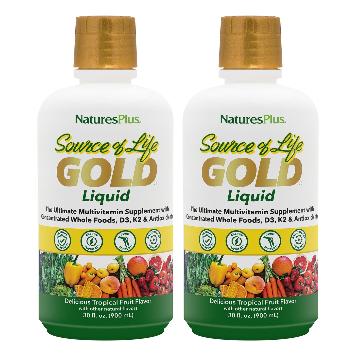 NaturesPlus Source of Life Gold Multivitamin Liquid – 30 fl oz, Pack of 2 (60 Servings per Bottle)