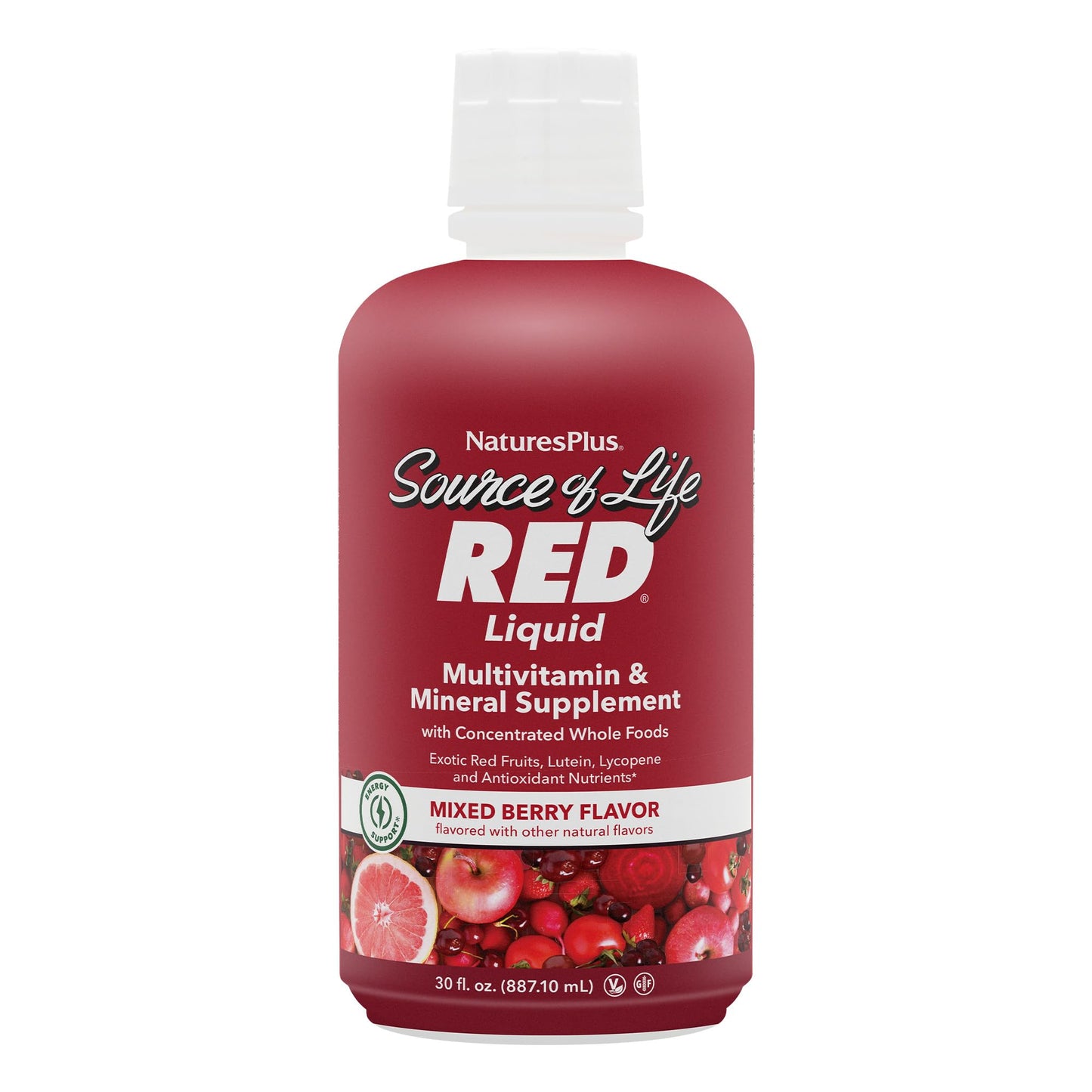 NaturesPlus Source of Life RED Multivitamin Liquid - 30 oz | Energy, Immune Support, Vegetarian & Gluten Free