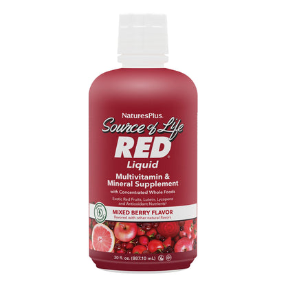 NaturesPlus Source of Life RED Multivitamin Liquid - 30 oz | Energy, Immune Support, Vegetarian & Gluten Free