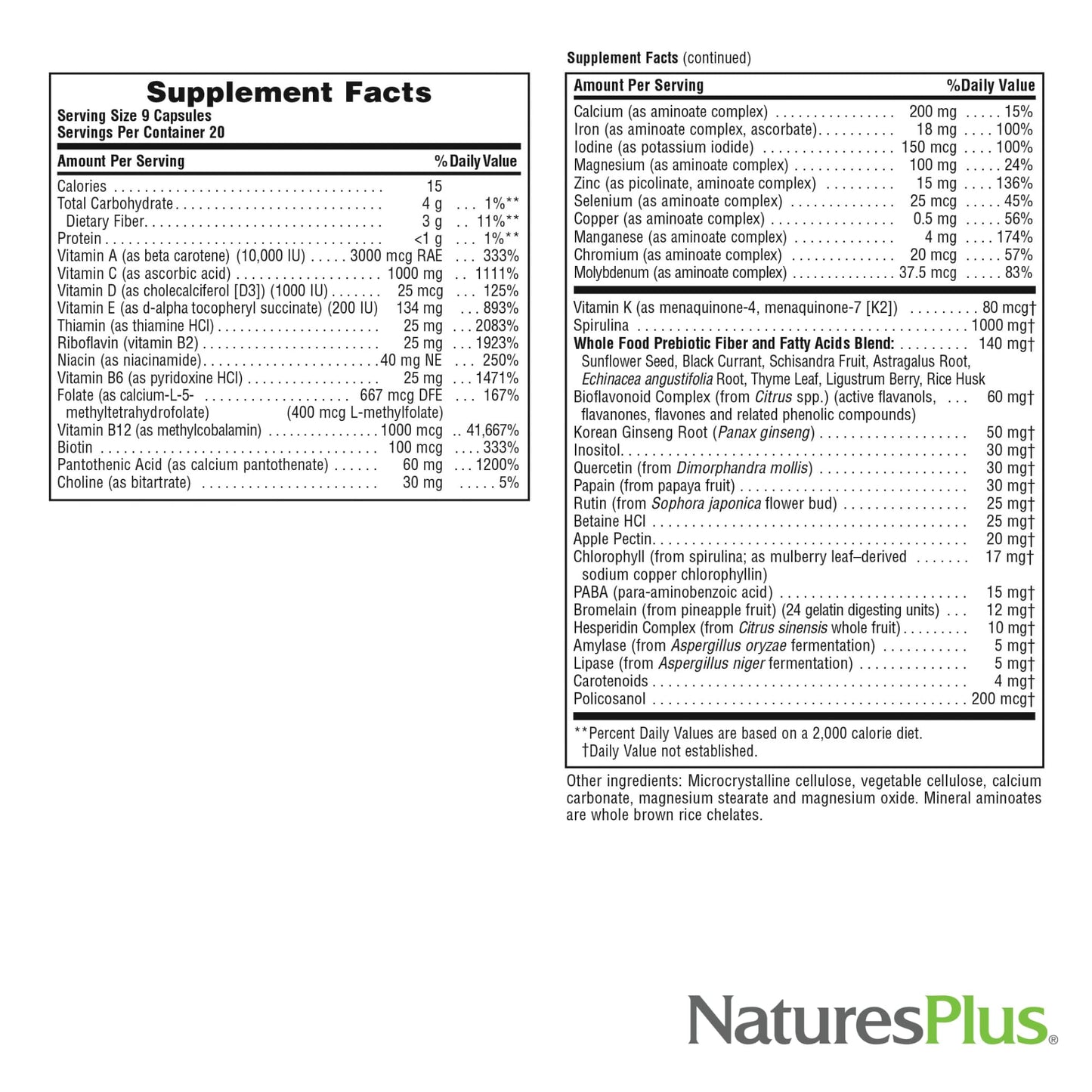 NaturesPlus Source of Life - Multivitamin & Mineral, 2x180 Tablets (40 Servings)