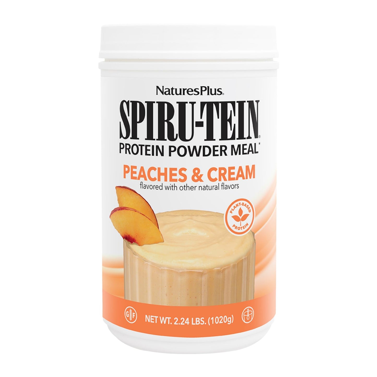 NaturesPlus SPIRU-TEIN Peaches & Cream - 2.24 lb Plant-Based Protein Powder