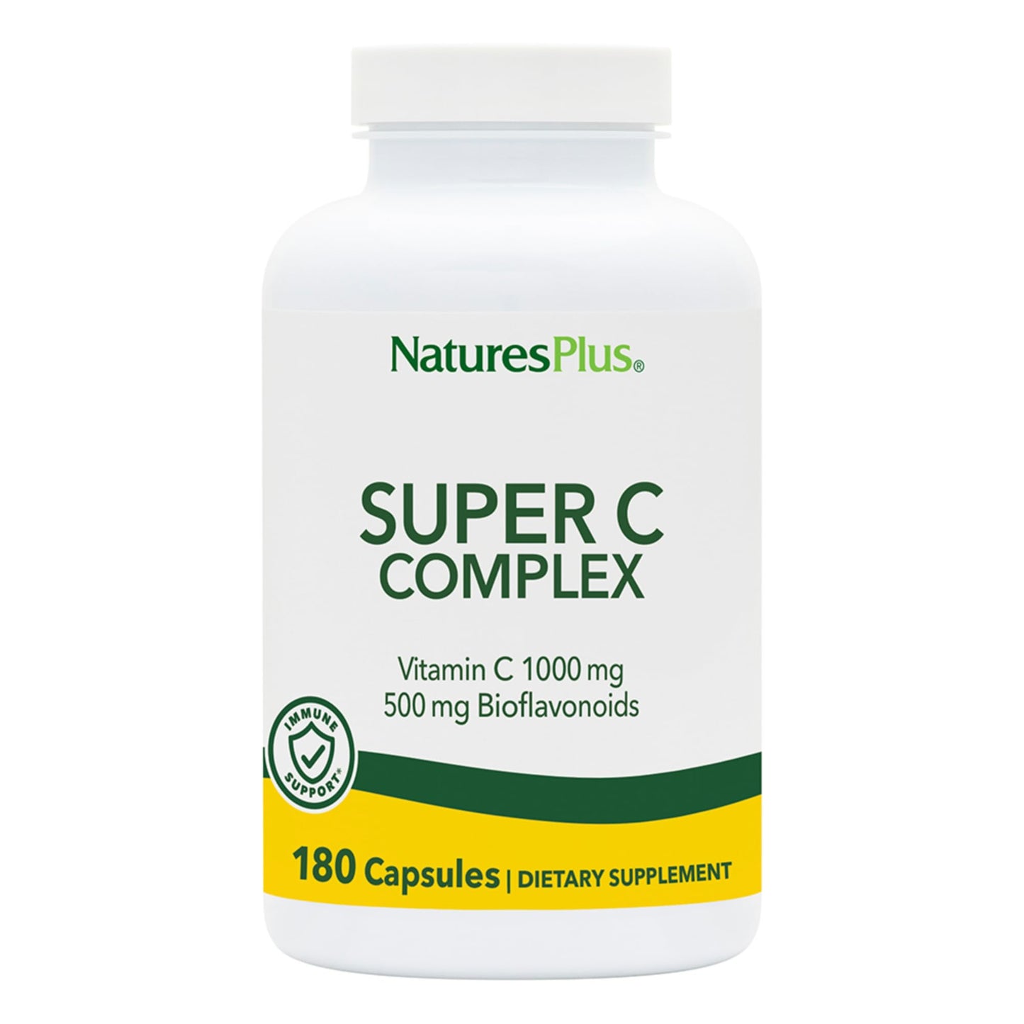 NaturesPlus Super C Complex – 180 Capsules Pack of 2 – 1000 mg Vitamin C & 500 mg Bioflavonoids – Vegan, Gluten-Free | 180 Servings