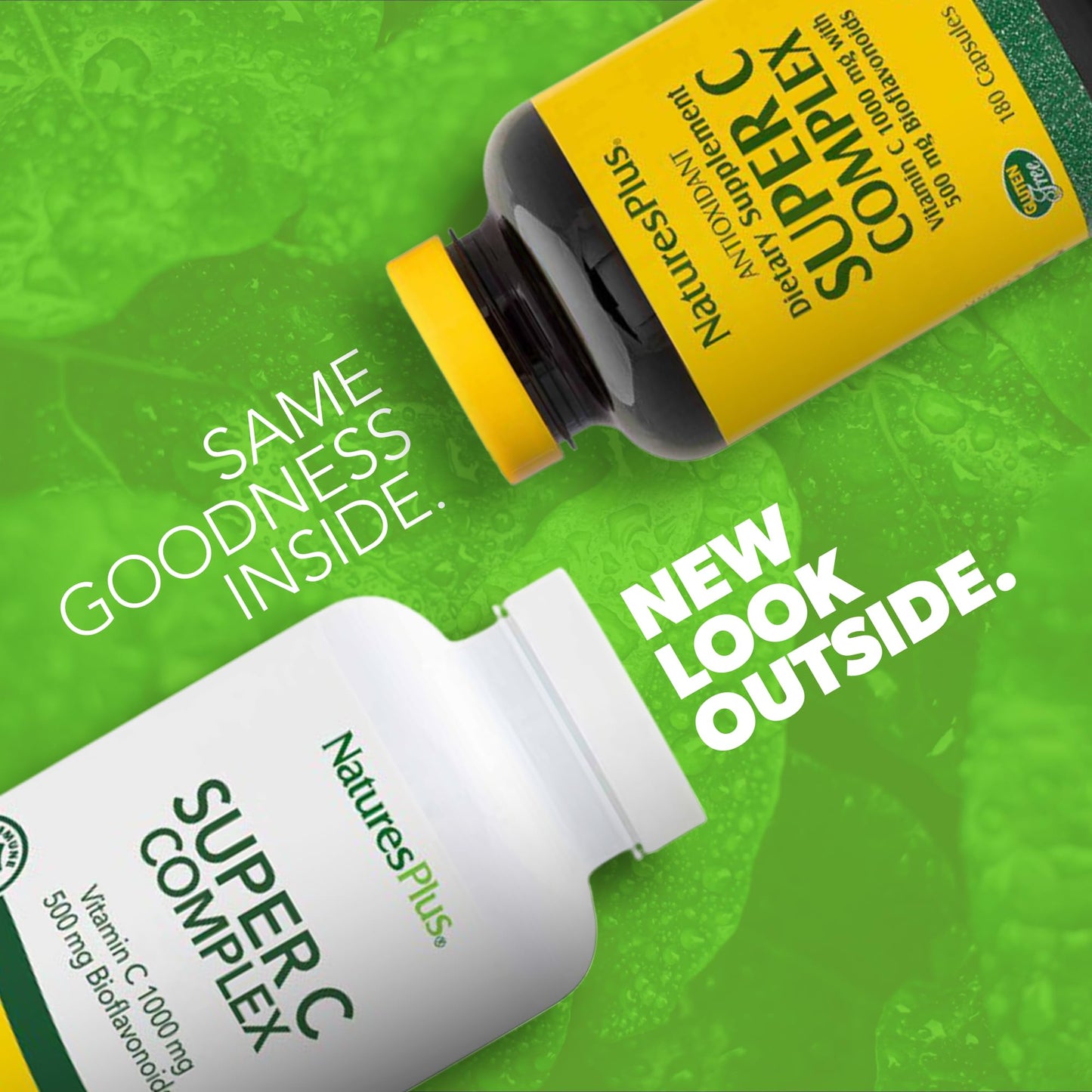 NaturesPlus Super C Complex - 180 Capsules | 1000mg Vitamin C + 500mg Bioflavonoids | Vegan, Gluten Free - 90 Servings